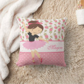 パーソナライズなお洒落でガーリーな花のピンクのバレリーナ クッション (ブランケット)