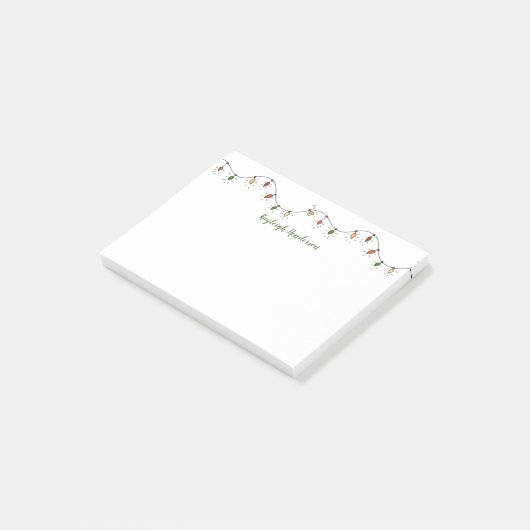 パーソナライズなお洒落な着色されたクリスマスの照明 ポストイット (アングル)