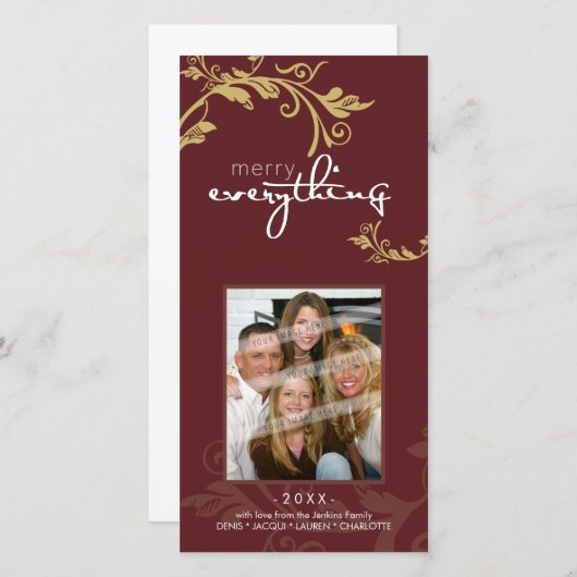 パーソナライズなお祝いのフォトカード:: はっきりしたなつる植物2 シーズンカード (正面/裏面)