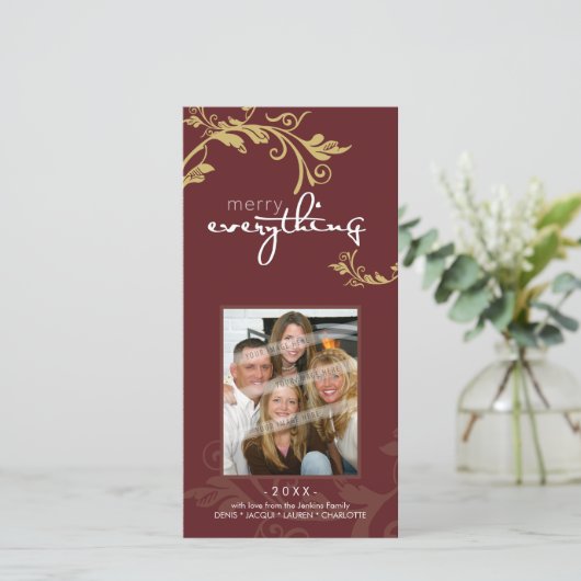 パーソナライズなお祝いのフォトカード:: はっきりしたなつる植物2 シーズンカード (スタンド正面)