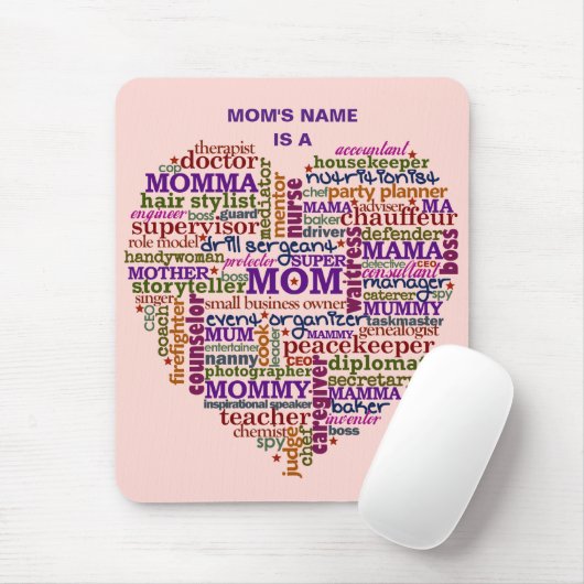 パーソナライズなかわいいお母さんの母の日の単語の芸術のハート マウスパッド (マウス)