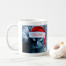 パーソナライズなかわいいクリスマス猫のマグ コーヒーマグカップ