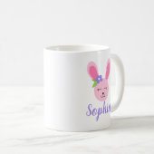 パーソナライズなかわいいピンクのイースターのウサギの女の子 コーヒーマグカップ (正面右)