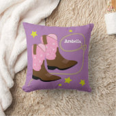 パーソナライズなかわいいピンクのカウボーイ・ブーツ及びロープ クッション (ブランケット)