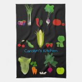 パーソナライズなかわいいフルーツおよび野菜 キッチンタオル (縦)