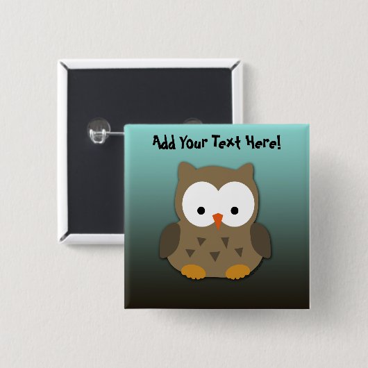 パーソナライズなかわいいベビーのフクロウ 缶バッジ (正面&裏面)