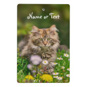 パーソナライズなかわいいメインのあらいぐまの子ネコ猫の花- ミニクリップボード (裏面)