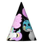 パーソナライズなかわいいユニコーンのパーティの記念品の帽子 パーティーハット (裏面)