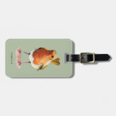 パーソナライズなかわいいロビンの鳥の水彩画のポートレート| ラゲッジタグ (正面横)