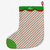 パーソナライズなかわいい休日のフクロウパターン ラージクリスマスストッキング (裏面)