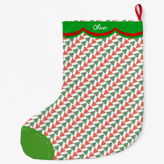 パーソナライズなかわいい休日のフクロウパターン ラージクリスマスストッキング (裏面)