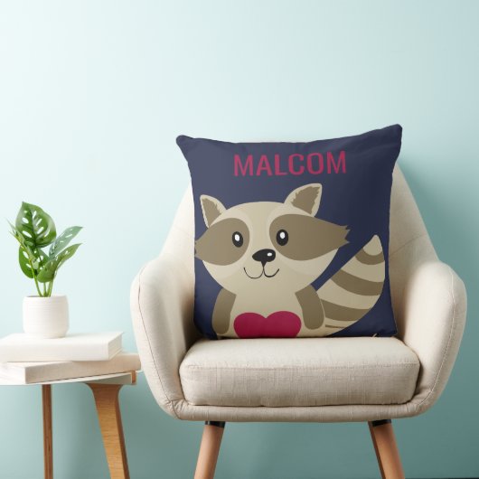 パーソナライズなかわいい子供のアライグマの森林動物 クッション (椅子)