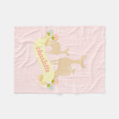 パーソナライズなかわいい森林動物子鹿及び花 フリースブランケット (正面(横))