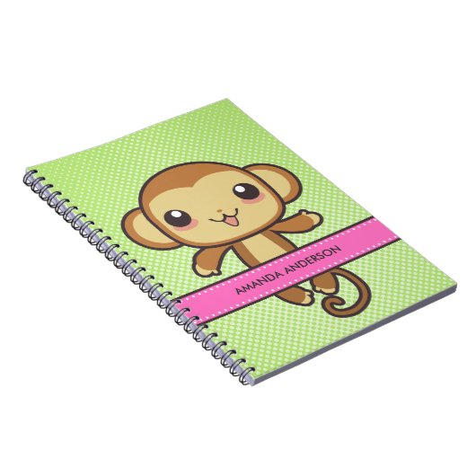 パーソナライズなかわいい猿ノートかジャーナル ノートブック (右側)