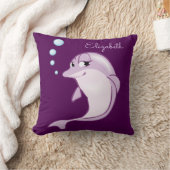 パーソナライズなかわいい紫色のイルカ クッション (ブランケット)