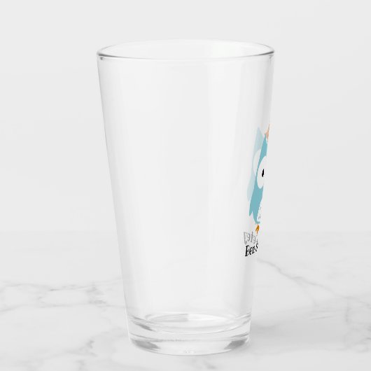 パーソナライズなかわいく青いフクロウおよび小さい鳥 タンブラーグラス (右)