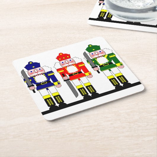 パーソナライズなくるみ割りのクリスマス スクエアペーパーコースター (アングル)