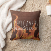 パーソナライズなご機嫌な人|の素朴な木製のキャンプファイヤー クッション (ブランケット)