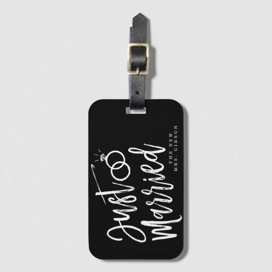 パーソナライズなたった今結婚しましたの原稿| ラゲッジタグ (正面縦)