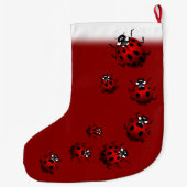 パーソナライズなてんとう虫に貯蔵するてんとう虫のクリスマス ラージクリスマスストッキング (裏面)