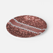 パーソナライズなばら色の金ゴールドのフェイクなグリッターおよびダイヤモンド ペーパープレート (アングル)