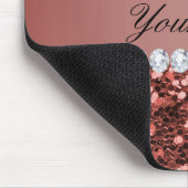 パーソナライズなばら色の金ゴールドのフェイクなグリッターおよびダイヤモンド マウスパッド (コーナー)