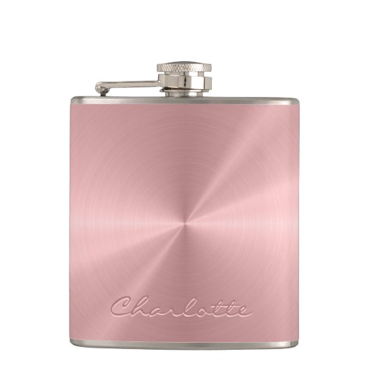 パーソナライズなばら色の金ゴールドの金属放射状の質 フラスク (正面)