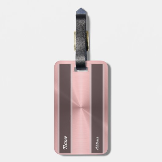 パーソナライズなばら色の金ゴールドの金属放射状の質 ラゲッジタグ (裏面縦)