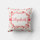 パーソナライズなぼろぼろのシックな花のピンクの白い花 クッション (裏面)