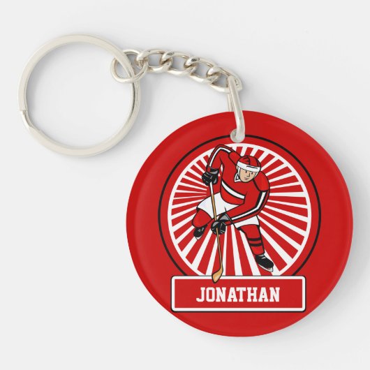 パーソナライズなアイスホッケープレーヤー キーホルダー (正面)