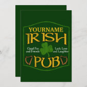 パーソナライズなアイルランドのパブの印 招待状 (正面/裏面)