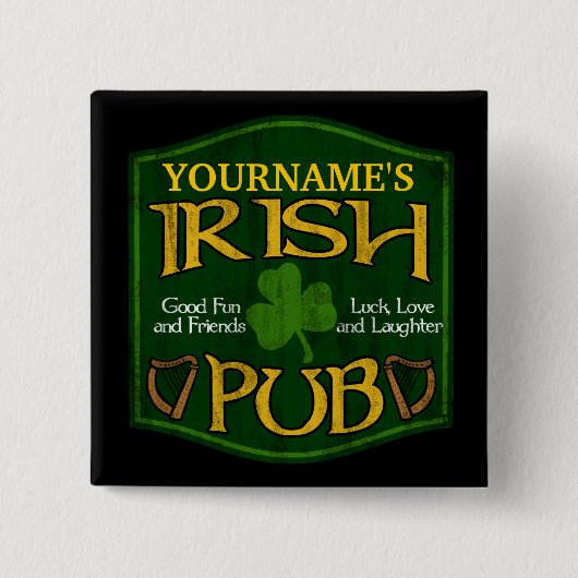 パーソナライズなアイルランドのパブの印Pin 缶バッジ (正面)