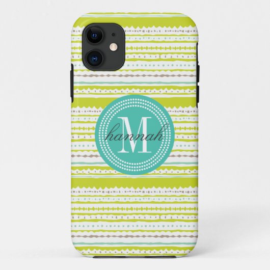 パーソナライズなアズテック人のストライプライム及びミント Case-Mate iPhoneケース (裏面)