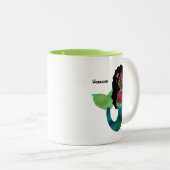 パーソナライズなアフリカ系アメリカ人の人魚ののどホイル ツートーンマグカップ (正面右)