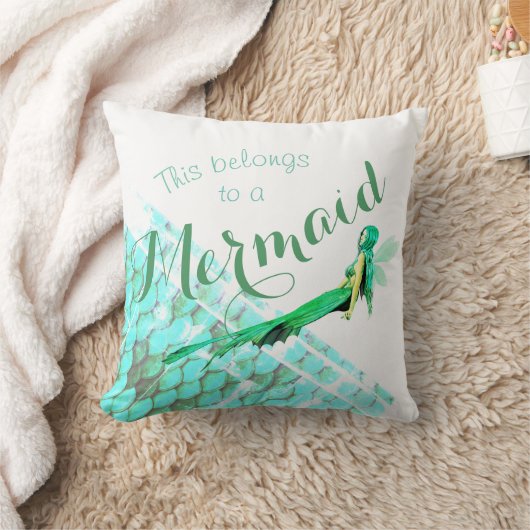 パーソナライズなアメリカ人のMoJoの人魚の枕 クッション (ブランケット)