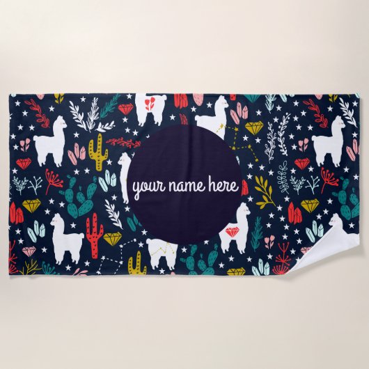 パーソナライズなアルパカのビーチタオル ビーチタオル (正面)