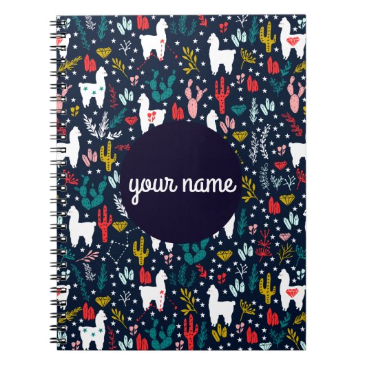 パーソナライズなアルパカの螺線形ノート ノートブック (正面)