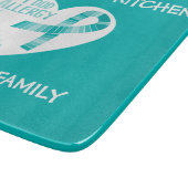 パーソナライズなアレルギーのわかっているティール（緑がかった色）のリボンのハートのティール（緑がかっ カッティングボード (角)