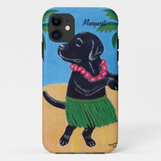 パーソナライズなアロハ黒い実験室の絵画 iPhone 11 ケース