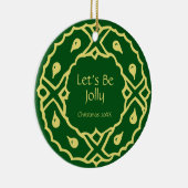 パーソナライズなアールヌーボーのクリスマスのリース セラミックオーナメント (右)