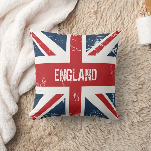 パーソナライズなイギリスの旗の英国国旗のモノグラムの名前 クッション (ブランケット)