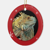 パーソナライズなイグアナまたはペット写真の休日 セラミックオーナメント (左)