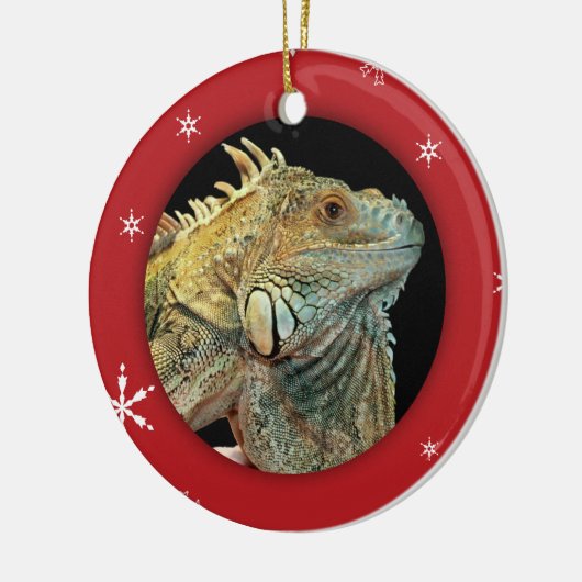 パーソナライズなイグアナまたはペット写真の休日 セラミックオーナメント (左)