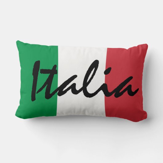 パーソナライズなイタリアのイタリア人の旗 ランバークッション (裏面)