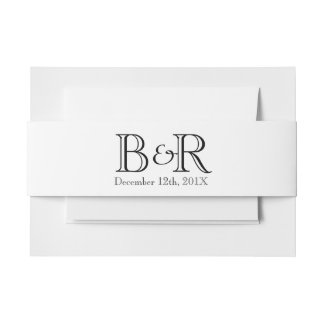 パーソナライズなイニシャルおよび日付の腹バンド 招待状ベリーバンド