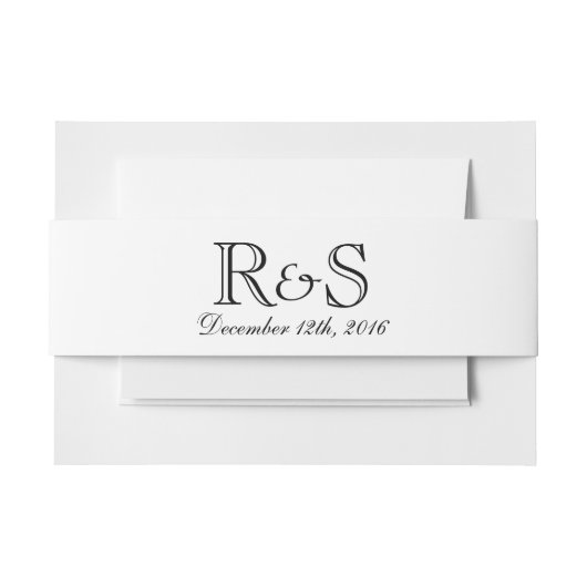 パーソナライズなイニシャルおよび日付の青い腹バンド 招待状ベリーバンド (正面例)