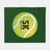 パーソナライズなイニシャルの緑のテニス・ボール フリースブランケット (正面(横))