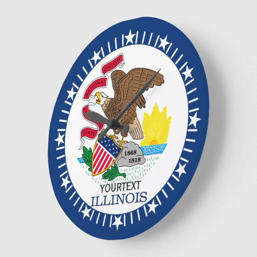 パーソナライズなイリノイの州の旗のデザイン ラージ壁時計 (傾斜)