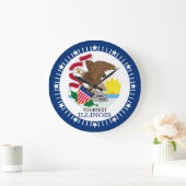 パーソナライズなイリノイの州の旗のデザイン ラージ壁時計 (ホーム)