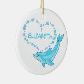 パーソナライズなイルカのハート セラミックオーナメント (右)